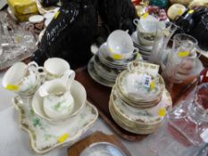 A Chinese export eggshell teaset, small parcel of Bisto England patterned teaware & two vases