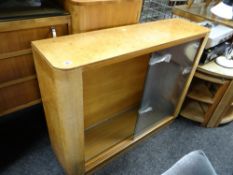 1930s-style Art Deco walnut glass door bookcase