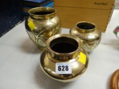 Three polished believed bronze Chinese vessels