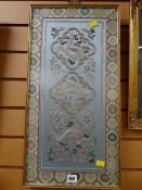 A framed Chinese silk embroidered panel