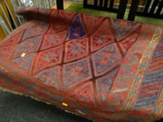 Tribal cazak hand knotted woollen rug, 126 x 118cms