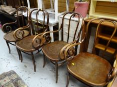 A set of four bentwood armchairs