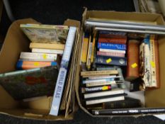 Two boxes of various hardback & paperback books, mainly reference & military