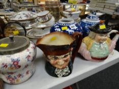 Royal Doulton Toby Jug 'Old Charlie' (A/F), two blue & white ginger jars, teapot etc