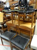 A vintage lightwood mirrored dressing table together with four G-plan style dining chairs