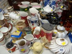 Collection of various vintage mainly English Staffordshire jugs & teapots