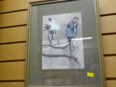 LAWSON WOOD print entitled 'Poker', 'A Straight Flush' together with a signed print of a naval