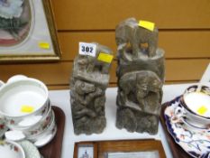 Two soapstone animal carvings