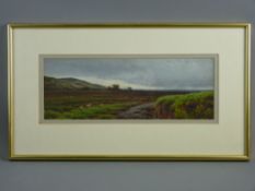 JOSEPH KNIGHT oil behind glass - farmland scene with sheep to the foreground, dated 1890, signed, 12