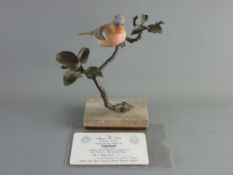 AN ALBANY FINE CHINA CHAFFINCH, bronze and porcelain study from the European Finch Series, on a
