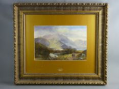 LATE 19th CENTURY ENGLISH SCHOOL watercolour - Highland landscape with mother and child on a path,