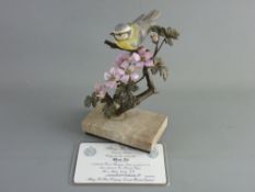 AN ALBANY FINE CHINA BLUE TIT, bronze and porcelain study from the Titmice Series, on a
