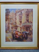 ALFREDO DE LA MARIA limited edition (200/850) print - vintage car racing scene, entitled 'Mirabeau',