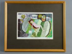 CONRAD LEWIS etching and watercolour - titled 'In the Garden', signed and dated 1992, 19 x 25 cms