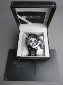 *WRISTWATCH - Barkers of Kensington new 'Turbo Sport' white dial wristwatch in presentation case