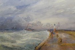 RICHARD SHORT watercolour - unframed early twentieth century watercolour of a windy promenade scene,