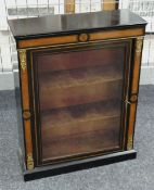 AN EBONY & WALNUT PIER-CABINET with ormolu mount decoration, 96cms high