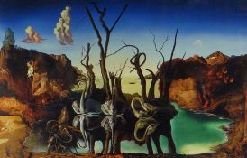 SALVADOR DALI limited edition (1/75) gouttelette print - entitled 'Swan Reflecting Elephants',