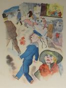 GEORGE GROSZ limited edition off-set coloured lithograph - satirical illustration of post-War Berlin