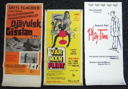 Three Swedish cinema inserts, CUL DE SAC, 1966, folded, pin holes, 70 x 32cms, OUR MAN FLINT,