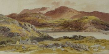 BRITISH EARLY NINETEENTH CENTURY pencil and watercolour - North Wales mountains with cottage, cattle