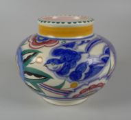 A POOLE POTTERY 'BLUE BIRD' PATTERN VASE decorated by Truda Adams, circa 1930, 9.75cms high