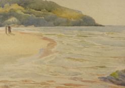 HELEN BALLARD watercolour - figures on a beach, signed and dated 1951, 25 x 35cms