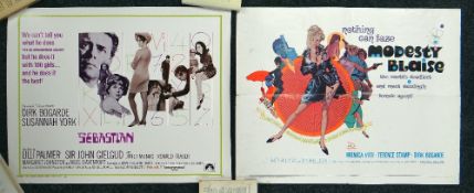 SEBASTIAN & MODESTY BLUES two US half-sheet cinema posters, 1967, rolled and folded, edge wear, 56 x
