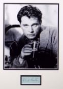 RICHARD BURTON autograph in biro-pen on paper, framed together with a still black and white