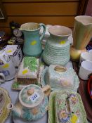 A small parcel of Wedgwood & Sons Art Deco-style green & silver banded decorated dinnerware together
