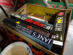 Box of mainly military related books including 'Jane's Fighting Ships of WWI', 'Fighters of the