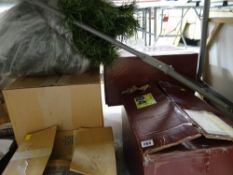 A large parcel of Christmas decorations, door wreath, tree & lights etc E/T