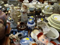 Two novelty ceramic money boxes, blue & white decorated ginger jars etc