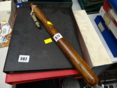 A vintage decorated Victorian police truncheon embossed with the numbers 291 together with a