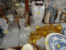 Parcel of various decanters including Dartington together with a vintage amber glass dressing