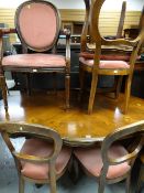 A shaped marquetry Italian-style dining table & six chairs