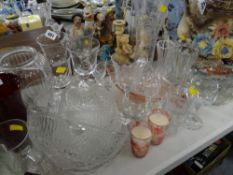 Parcel of various pressed & other glass including drinking glasses, bowls, scented candles etc