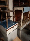 A drop flap Formica topped vintage table & a Formica topped kitchen unit