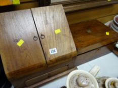 Small boxed writing slope together with a wooden stationery box