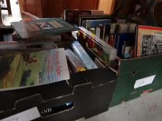 Two boxes of hardback books, mainly reference, military & three volumes of Cardiff Yesterday