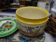 Royal Doulton jardiniere decorated with Welsh ladies in costume walking to chapel