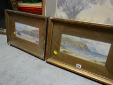 Two early twentieth century gilt framed watercolour coastal scenes by J CRADDOCK