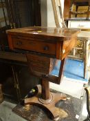 An antique rosewood single drawer sewing table (distressed)