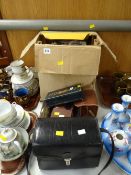 Parcel of vintage camera equipment together with a vintage projector & screen