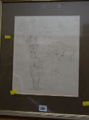 Preliminary pencil sketch for painting