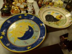 Two decorative Portuguese pottery chargers