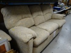 A G-plan three-seater floral settee & matching armchair