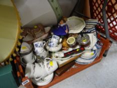 Crates of various china, mainly teaware, ornaments etc
