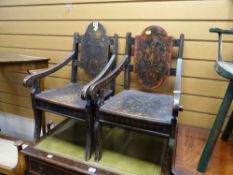 Two believed Swedish, children's painted armchairs