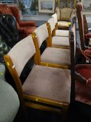 Set of four lightwood & upholstered Philip Lait furniture dining chairs